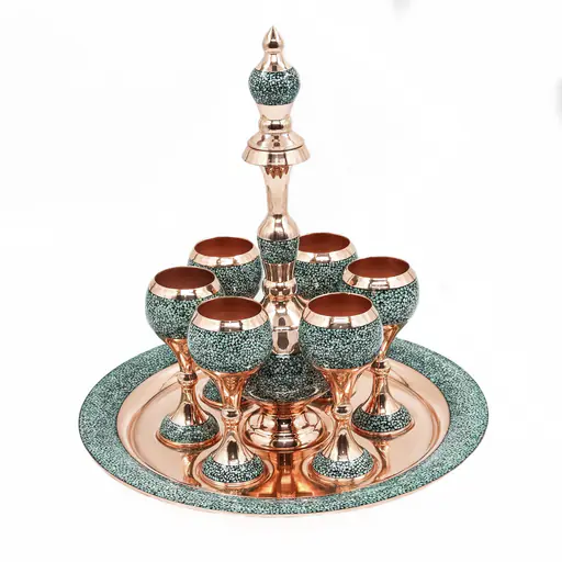 ست کادویی پارچ و لیوان فیروزه‌کوبی